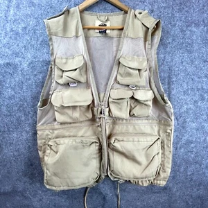 Humvee Fishing Vest Mens XL Khaki Mesh Safari Cargo Outdoors Zip Pockets - Picture 1 of 8