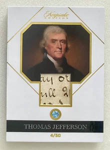 Reliquia escrita a mano Thomas Jefferson recuerdo 2024 con gema de topacio azul 4/50 - Imagen 1 de 2