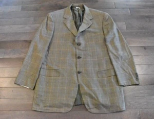 Men's BRIONI Suit Jacket Blazer Olive Green Brown Tweed Pattern Size 44 ITALY - Picture 1 of 6