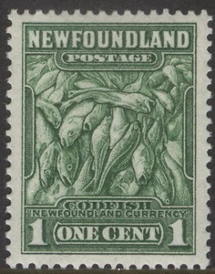 NEUFUNDLAND 183 1932 1c GRÜNER HAUFEN DORSCH ERSTE RESSOURCEN AUSGABE P13,5 MPH - Bild 1 von 5
