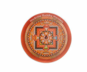 Buddhist Tibetan Round Magnet - Medicine Buddha Mandala - 7.3 cm Diameter - Picture 1 of 2