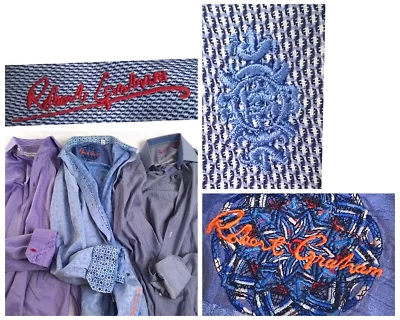 Lote de 3 camisas Robert Graham para hombre talla 42 con botones manga larga #W2996 Foto 1 de 4