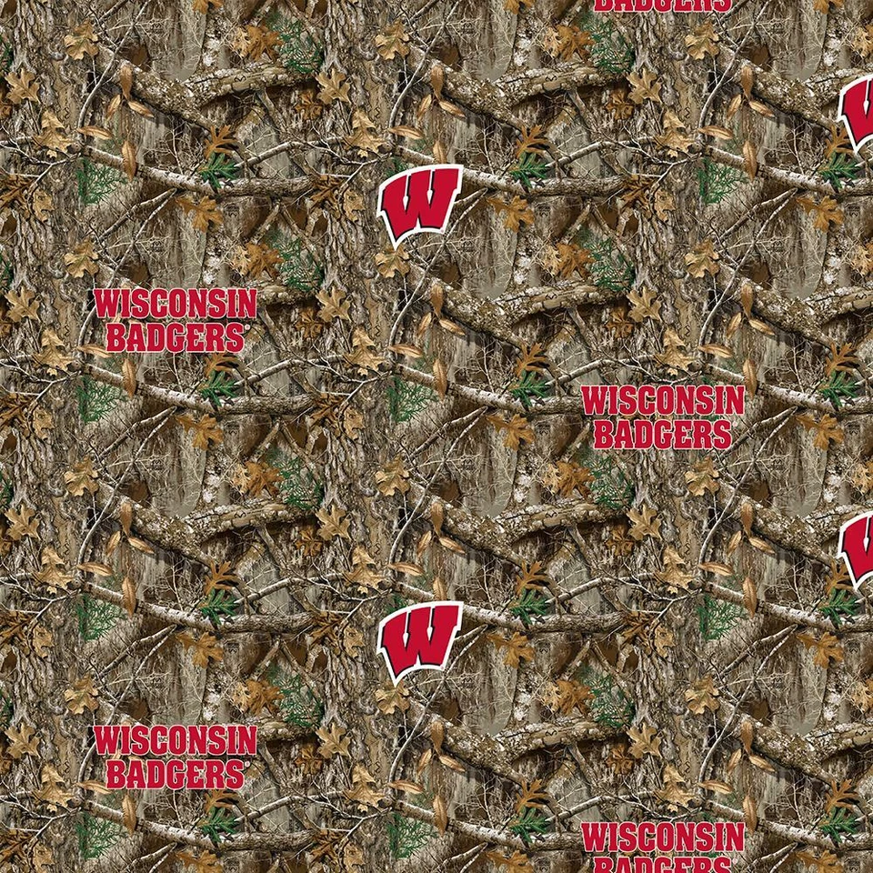 Tela de algodón NCAA University of Wisconsin Realtree camuflada WIS-1163 por yarda Foto 1 de 1