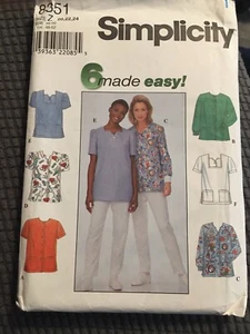 Simplicity Pattern 8351 Scrubs Scrub Top & Jacke Muster Übergröße Z 20 22 24 - Bild 1 von 4