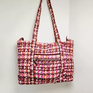 Vera Bradley Weekender Handtasche Beuteltasche Tasche Reißverschluss oben gesteppt bunt Hahnentritt Tweed - Bild 1 von 18