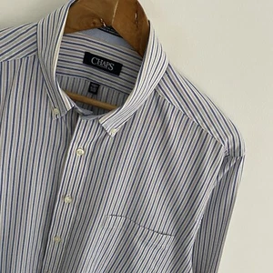 Ralph Lauren Chaps Shirt XL X Large Mens Blue Striped Regular Fit Long Sleeve - Picture 1 of 7