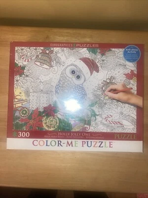 EuroGraphics Holly Jolly Owl Color Me 300 Piece Christmas Jigsaw Puzzle New - Image 1 of 4