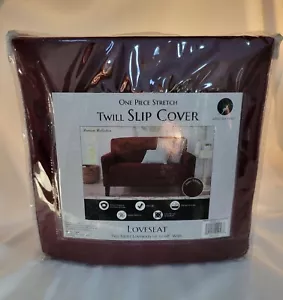 Dawson Twill Tawny Port-One Piece Stretch Twill Slip Cover-Loveseats Up To 68" - Picture 1 of 2