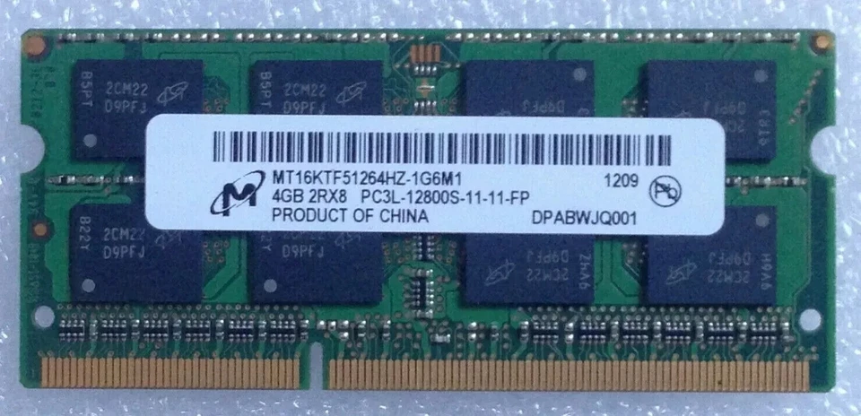 Micron 4GB 2RX8 PC3L-12800S DDR3 SO-DIMM Laptop RAM. MT16KTF51264HZ-1G6M1 - Image 1 of 1