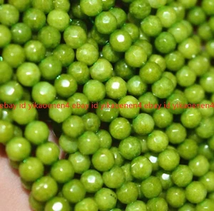 4mm Natural Olive Gemstone Faceted Peridot Round Loose Beads 15'' - Picture 1 of 12