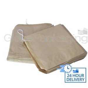 5000 x Brown Strung Kraft Paper Food Fruit Bags 12.5" x 12.5" - Picture 1 of 6