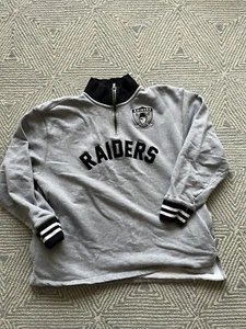 Mitchell & Ness 1/4 Zip Sweatshirt - Las Vegas/Oakland Raiders - Grey - XL - Picture 1 of 6