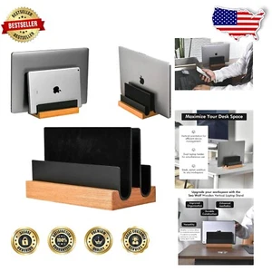 Portable Walnut Laptop Stand - Vertical Design for Optimal Display & Charging - Picture 1 of 10