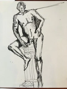 Tall big fella: The athlete: Tinder #39 Original Ink Work of Art - Picture 1 of 1