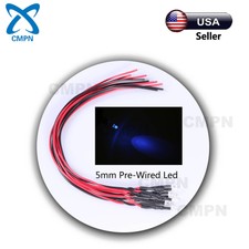 20Pcs 5mm Pre-Wired DC 9-12v Purple/UV Round Top Water Clear Light LED Diodes