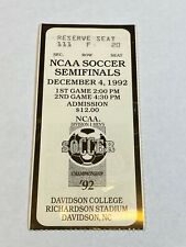 NCAA Soccer Dec 4 1992 Ticket Stub Davidson Virginia Cavaliers San Diego Toreros