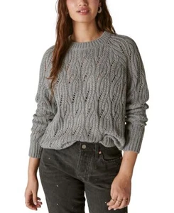 Lucky Brand Women’s Shine Cable Knit Crewneck Sweater, Heather Grey, Medium - Picture 1 of 2