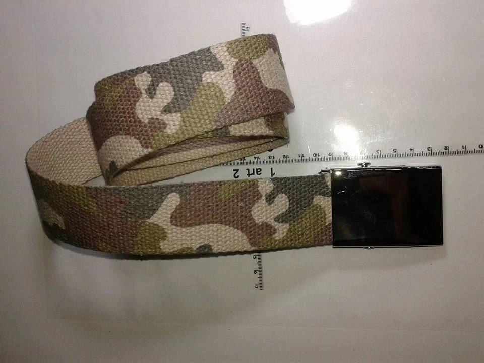 cintura 4 cm MIMETICA CON  fibbia  militare COLOR ARGENTO military belt man - Immagine 1 di 1
