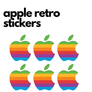 6x Apple Retro Logo Stickers - Macbook, Laptop, Decal, AppleMac (CC052) - Picture 1 of 5