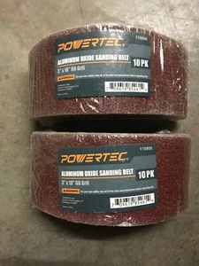 NUEVO POWERTEC 110800 3"" x 18"" 60 Grana Cinturón de Lijado de Óxido de Aluminio, Paquete de 2 de10 - Imagen 1 de 3