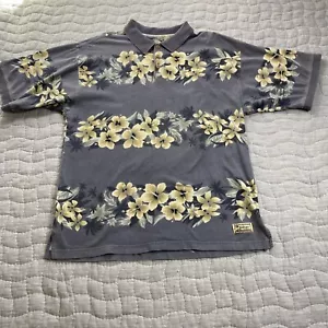 Tommy Bahama camicia uomo grande grigia hawaiana floreale polo spiaggia vintage - Foto 1 di 10