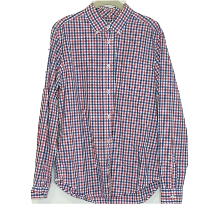 Camisa con botones Gap para hombre viva mediana roja blanca azul algodón a cuadros Foto 1 de 4