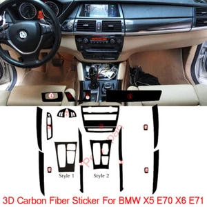 Interior Center Console Carbon Fiber Molding Sticker Decals For BMW X5 X6 - Picture 1 of 9