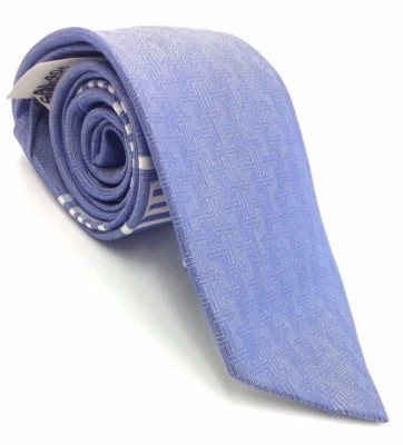 $110 Bloomingdales Mens Solid Blue Logo Silk Tie Slim Classic Neck Tie 58x3.25 - Image 1 of 4