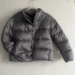 NWT $455 Theory High Neck Glen Plaid Goose Down Puffer Jacket Grey size M - Picture 1 of 4