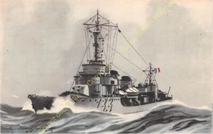 Tarjeta Postal Barco Ilustración Marítima Colonial Torpedero Bombarda - Picture 1 of 2