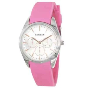 Henley Ladies Silver Dial with Pink Rubber Strap Watch H06175.5 - Picture 1 of 1