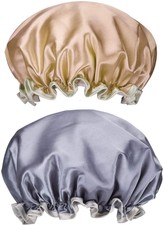 ZARRS Cuffia Doccia Riutilizzabile,2 Pack Impermeabile Cuffia da (Rosa + Gold)