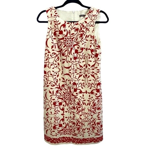 OFF WHITE Abito J. McLaughlin Kim nuovo con etichette vellutato morbido stampa Baviera taglia 0 bianco sporco rosso