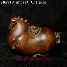 2.8" Japanese boxwood hand carved Tang horses horse statue Old desk decoration