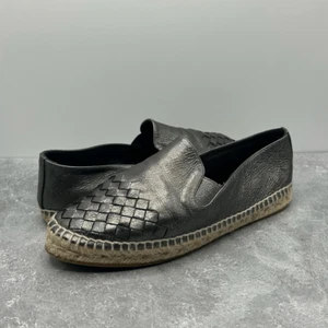 Ballerine espadrillas Bottega Veneta grigio metallizzato pelle intrecciata taglia 3 - Foto 1 di 13