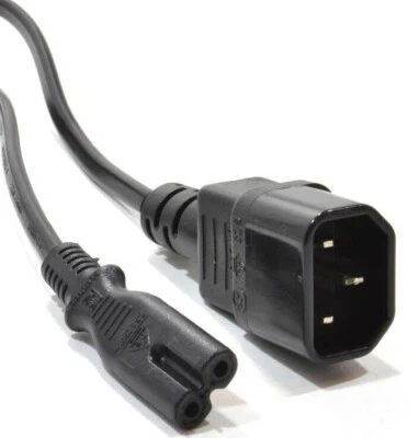 IEC C14 MALE PLUG TO C7 FIGURE 8 TYPE CONVERTER CABLE, TV LED POWER ADAPTER LEAD - Image 1 of 4