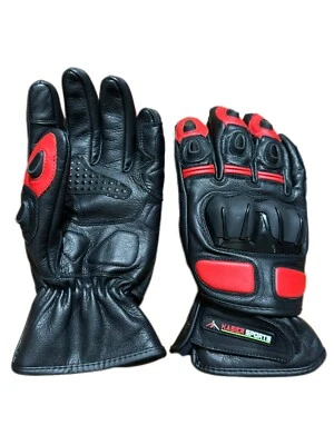 Guantes Personalizables Moto Carreras Motocicleta Cuero Montar Guantes ROJOS Foto 1 de 4