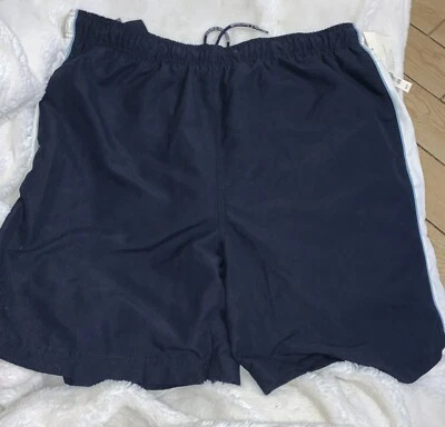 C&B Croft & Barrow Men's Size L Swim Trunks Board Shorts Blue White Red Pockets - Image 1 of 4