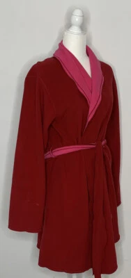 Bata polar Natori Cruz M roja rosa reversible manga larga hasta la rodilla L5 Foto 1 de 4
