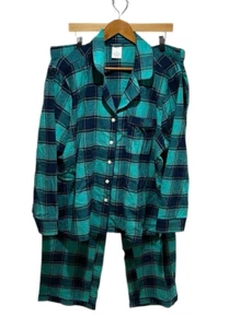 Lands’ End Women's Plaid Flannel Pajama Set XXL 2 Piece 100% Cotton Soft New - Picture 1 of 8