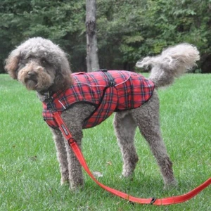 Alpine Flannel-Red Plaid Jacket Vest for Dogs 4XL - Lined in Soft Thick Fleece - Picture 1 of 3
