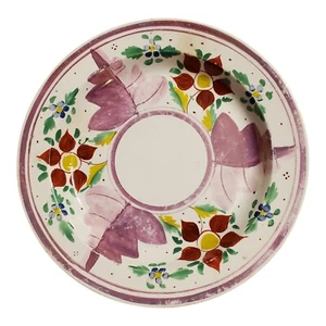 7,25" handbemalt 0,75" tiefe Schüssel Schale Blumen Blätter Design rosa rot blau gelb - Bild 1 von 7