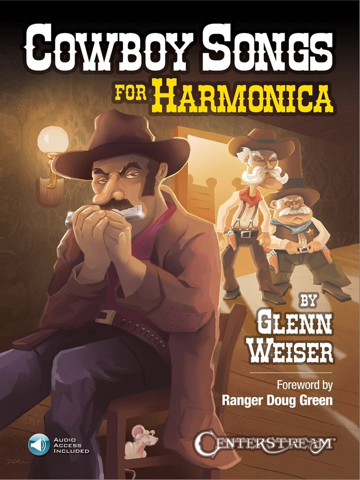 Cowboy Songs for Harmonica Sheet Music Tab Chords Lyrics Book & Play-Along Audio - Image 1 of 1