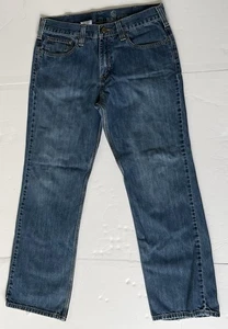 Carhartt Mens 33x30 Relaxed Straight Fit Blue Denim Jeans 5 Pocket Work Pants - Picture 1 of 6