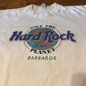Camiseta Hard Rock Café Save The Planet Barbados Vintage Blanca Talla XLarge - Imagen 1 de 6