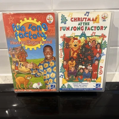 2 x Fun Factory VHS Videos - Christmas/Nursery Rhyme Land Dave Benson Phillips - Image 1 of 4
