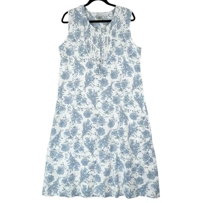 Vestido camisola Laura Ashley azul floral algodão tamanho G Cottagecore flanela modesto - Imagem 1 de 4