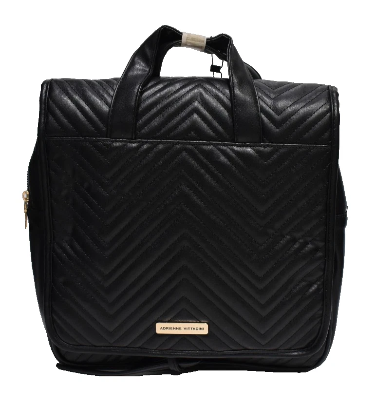 Adrienne Vittadini 悬挂式隔夜旅行化妆化妆包盒黑色全新! — 第 1/4 张图片