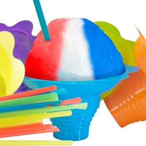 Leak Proof & Drip Catching, Super Cute Reusable 4oz Flower Snow Cone Cups wit... - Picture 1 of 6