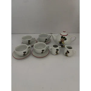 Vintage Disney Mickey Mouse Mini Porcelain Tea Set Teapot Cups Saucers Creamer - Picture 1 of 10